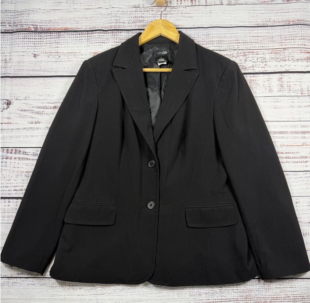 East 5th Womens Blazer Size 14 Black Notch Lapel 2 Button Lined Career Jacket